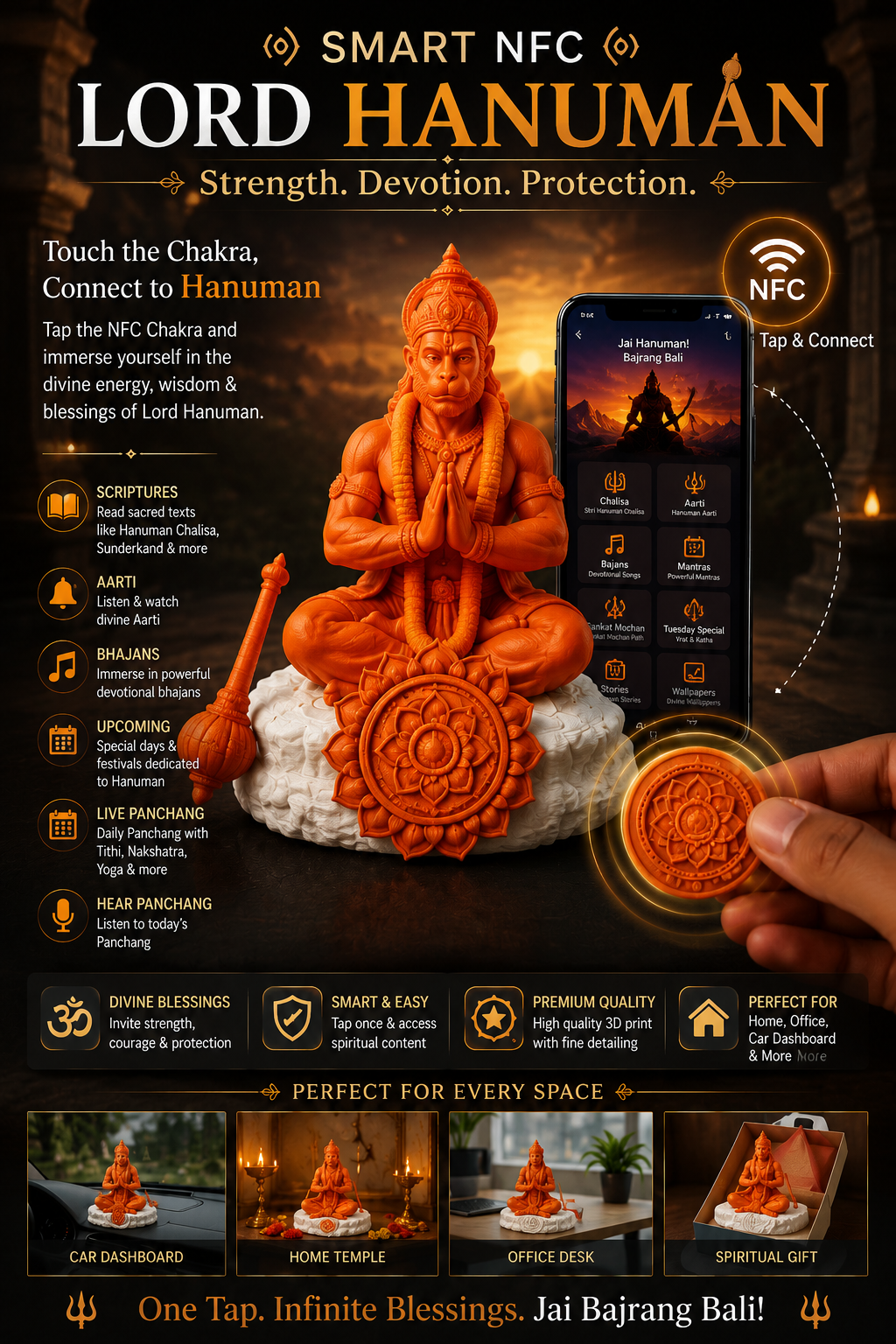 Smart NFC Lord Hanuman Idol